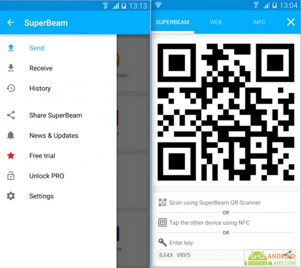 Aplicación SuperBeam para Android